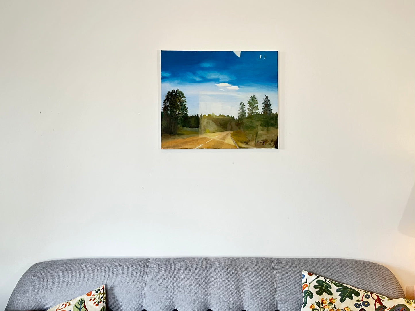 Road 45 towards Mora - Oil painting on linen canvas