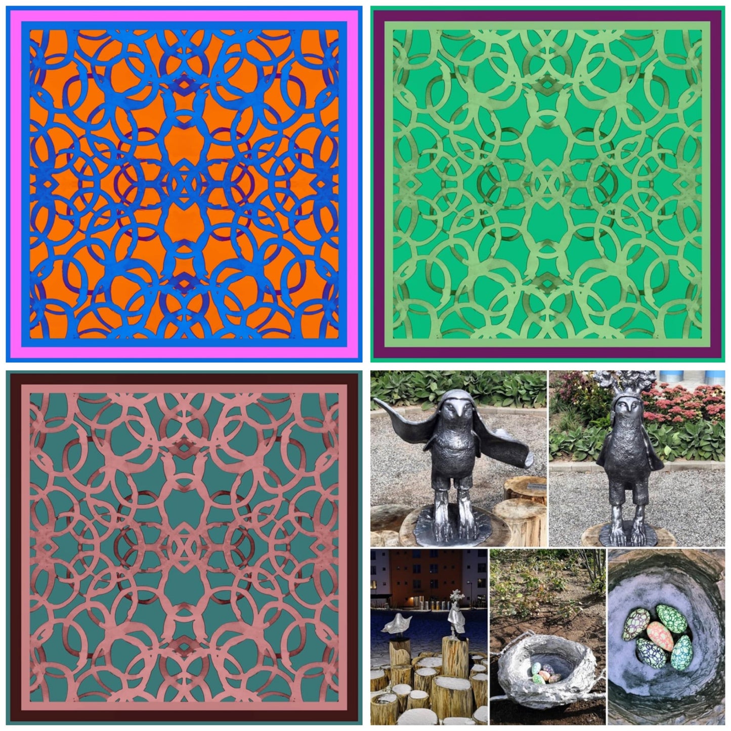 Plymhöken and Mantelfalken - Unique silk scarf 65 x 65 cm