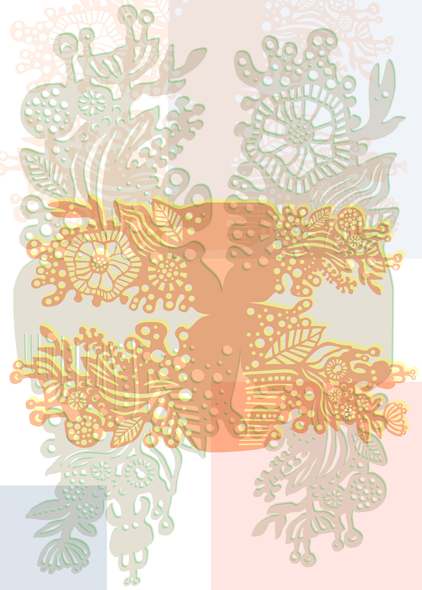 Poster 50x70cm mönster Semper Viridis - Multi