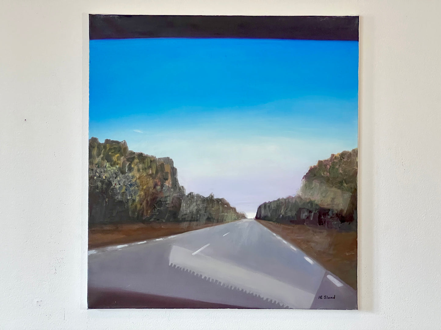 Road 92 towards Bjurholm - Oil painting on linen canvas