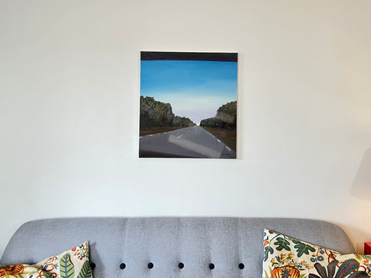 Road 92 towards Bjurholm - Oil painting on linen canvas